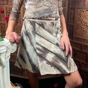 90s Versace Jeans Couture Ice Dyed Brown Bengal Striped Corduroy A-Line Skirt